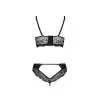 Комплект из эко-кожи с кружевом Loona Set black S/M - Passion, бра и трусики photo 6