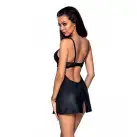 Бэби-долл из эко-кожи и кружева Loona Chemise black L/XL - Passion photo 2