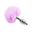 Металлическая анальная пробка Кроличий хвостик Alive Fluffy Twist Plug L Purple, диаметр 3,8 см photo 2