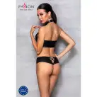 Комплект из эко-кожи Nancy Bikini black S/M - Passion, бра и трусики с имитацией шнуровки photo 4