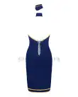 Эротический костюм стюардессы Obsessive Stewardess uniform M/L, blue, платье, пилотка, шарф, манжеты photo 4