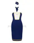 Эротический костюм стюардессы Obsessive Stewardess uniform XS/S, blue, платье, пилотка, шарф, манжет photo 3